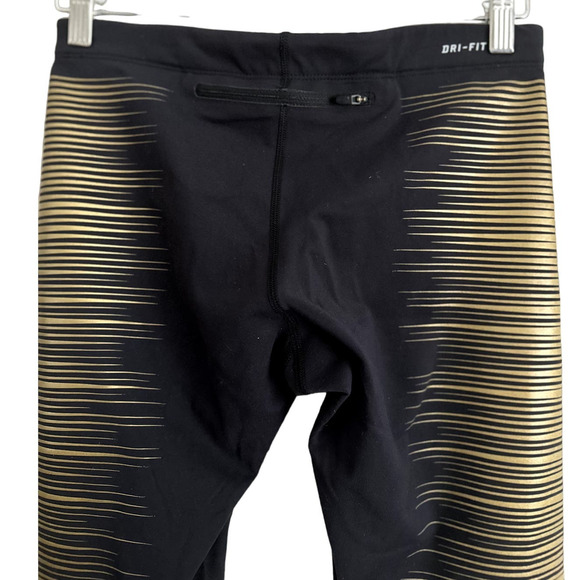 Nike Women's Dri-Fit Flash Reflective Running Tights-Size Small-Black/Gold EUC - Picture 4 of 6
